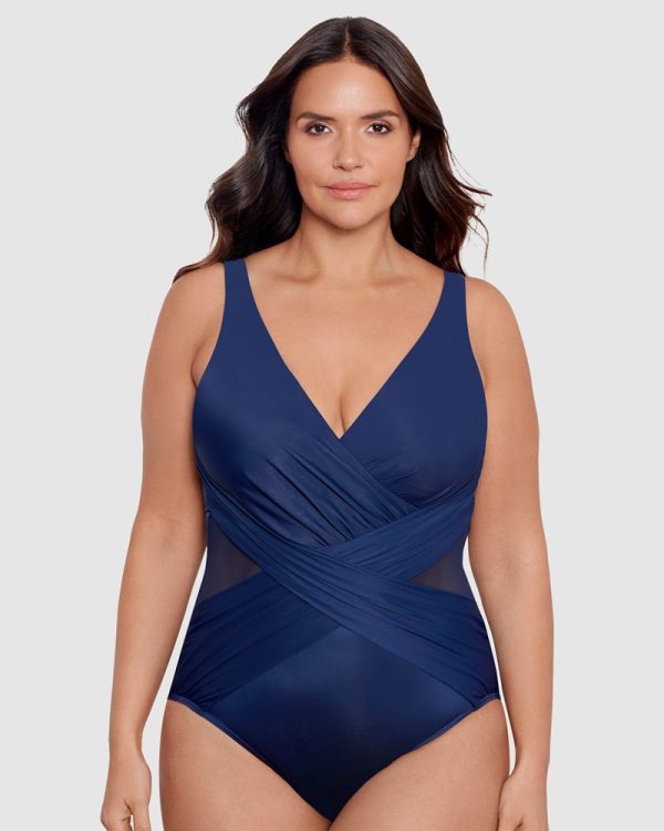 Miraclesuit Illusionists Crossover Draped Plus size Shaping Swimsuit in Midnight