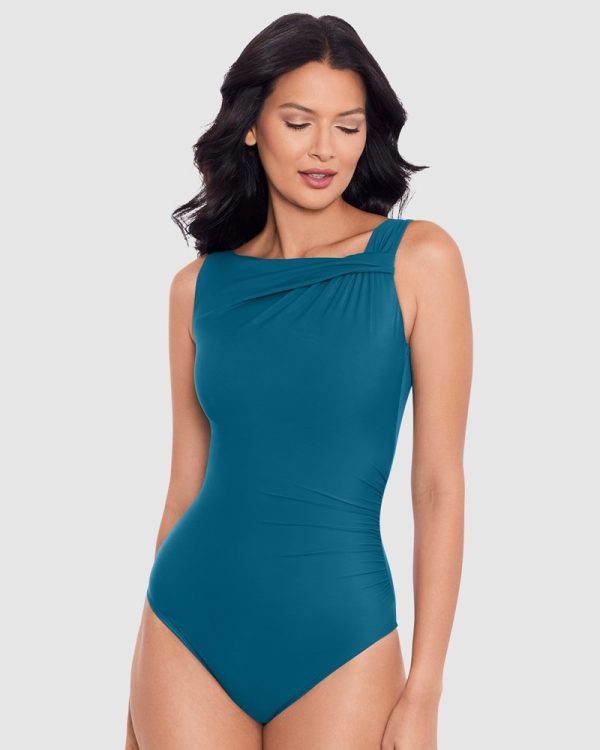 Miraclesuit Avra Underwired High Neck One Piece Shaping Swimsuit - Aegean