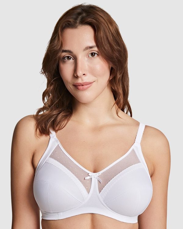 Royce Charlotte Cotton-Lined Full Bust Wirefree Support Bra DD-L cups - bands 6-18 in White - Image 2