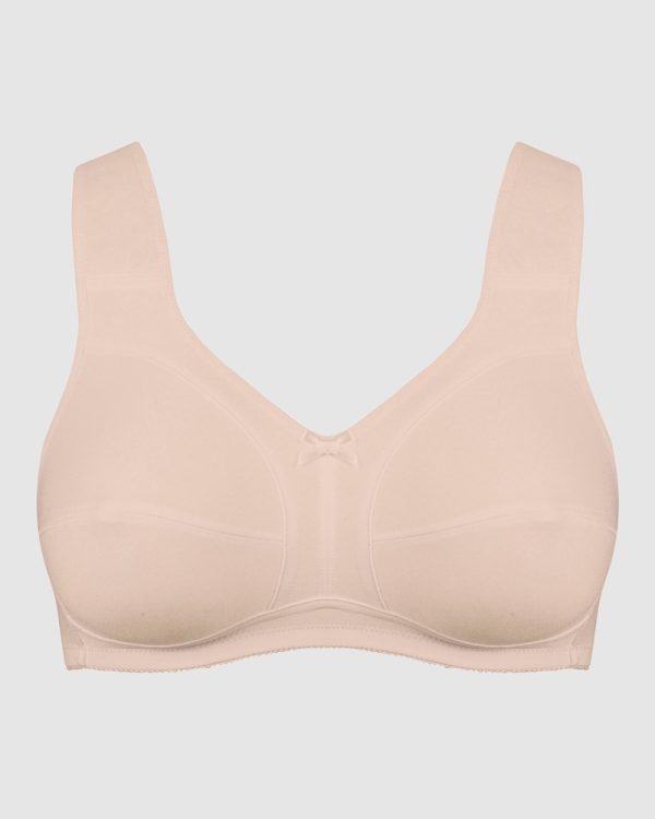 NATURANA Full coverage wide strap Cotton bra B-DD Cups in band sizes 14-36 Beige - Image 2