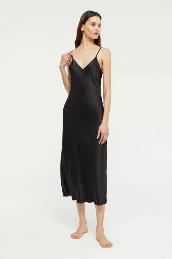 Ginia Pure Silk Slip in Black XS-3XL - Image 2