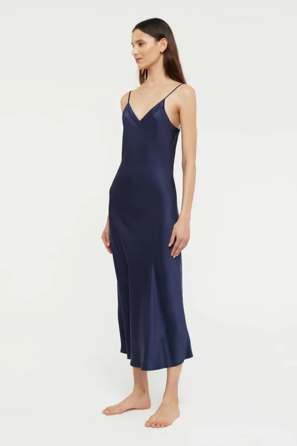 Ginia Pure Silk Slip in Midnight Blue XS-3XL - Image 3