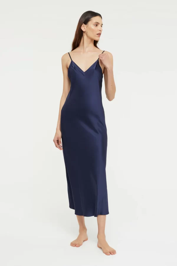 Ginia Pure Silk Slip in Midnight Blue XS-3XL - Image 2