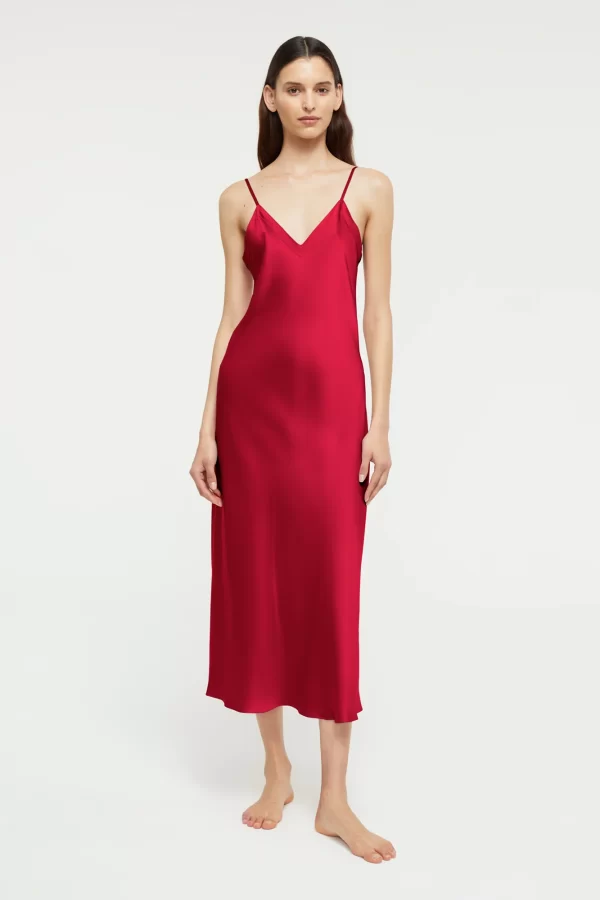 Ginia Pure Silk Slip in Ruby XS-3XL