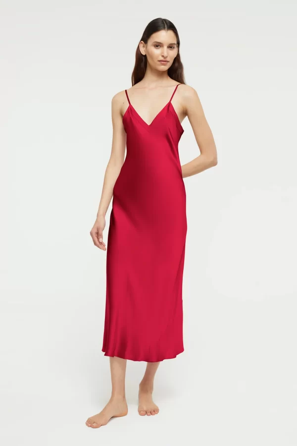 Ginia Pure Silk Slip in Ruby XS-3XL - Image 2