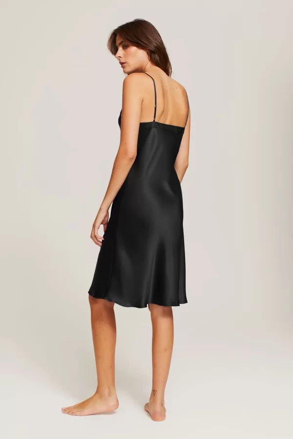 Ginia Pure Silk Midi Slip in Black XS-3XL - Image 2