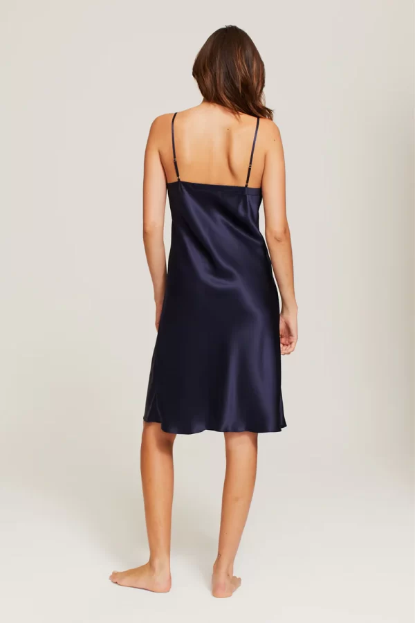 Ginia Pure Silk Midi Slip in Midnight Blue XS-3XL - Image 4