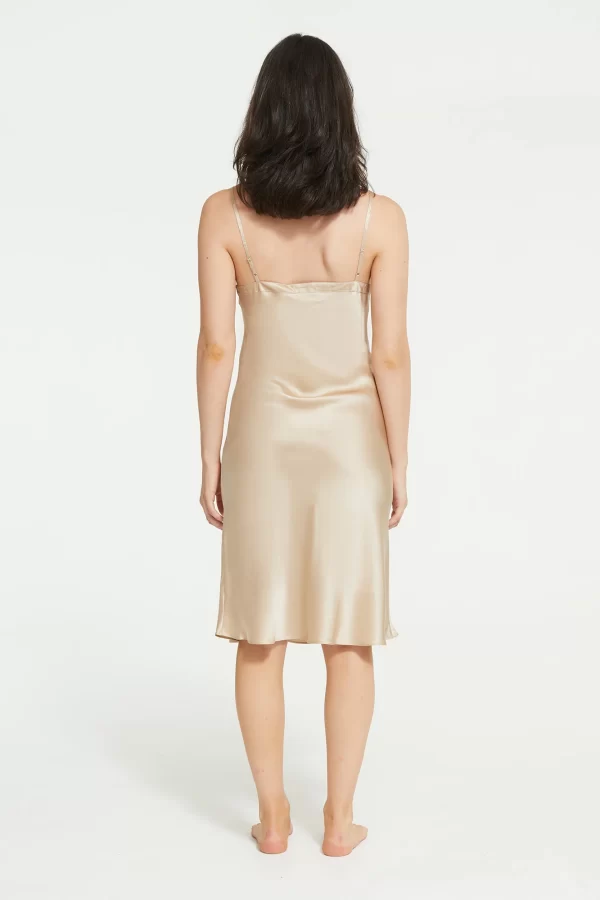 Ginia Pure Silk Midi Slip in Mink XS-3XL - Image 3