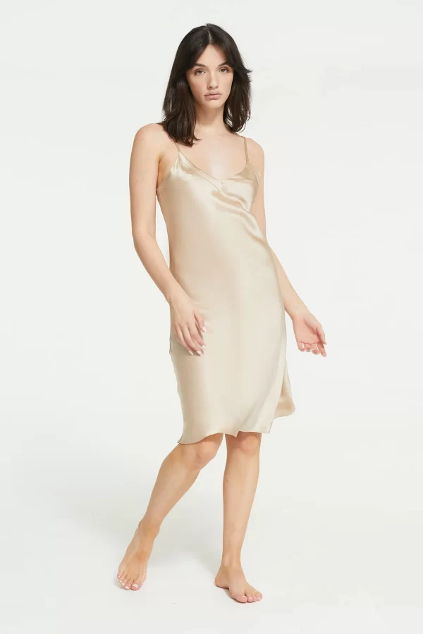 Ginia Pure Silk Midi Slip in Mink XS-3XL - Image 4