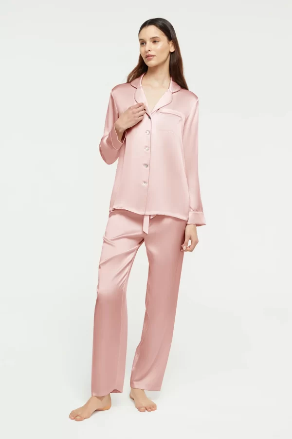 GINIA Pure Silk Fine Finishes Pyjama XS-3XL - Bridal Rose