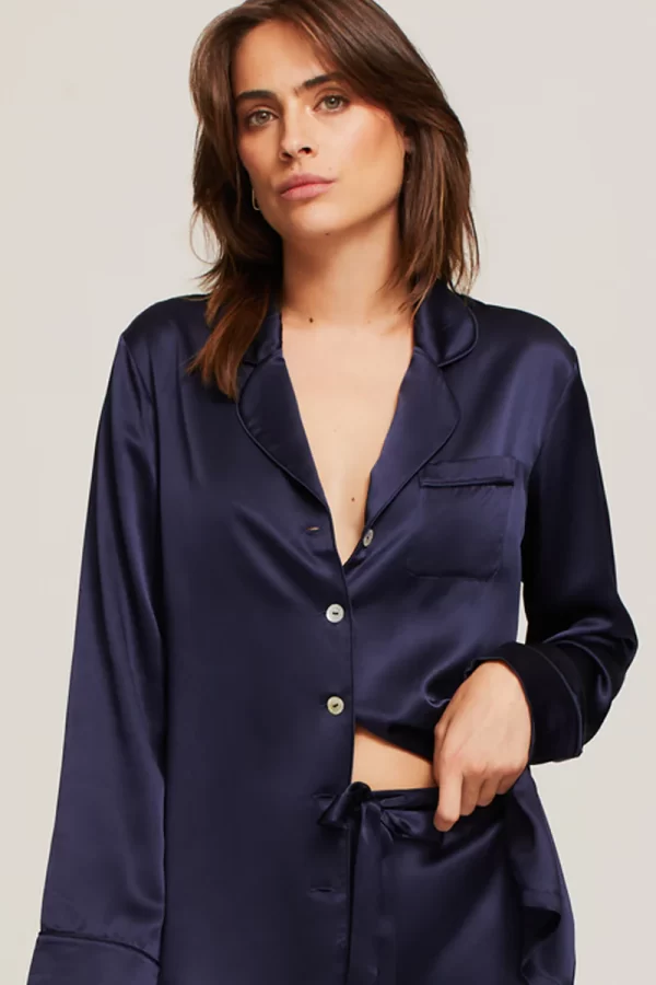 GINIA Pure Silk Fine Finishes Pyjama XS-2XL - Midnight Blue - Image 5