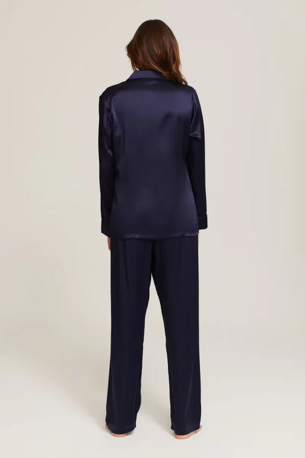 GINIA Pure Silk Fine Finishes Pyjama XS-2XL - Midnight Blue - Image 4