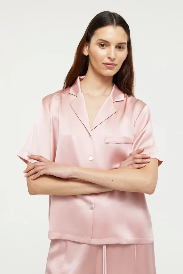 GINIA Pure Silk Fine Finishes Short Pyjama XS-3XL - Bridal Rose - Image 5