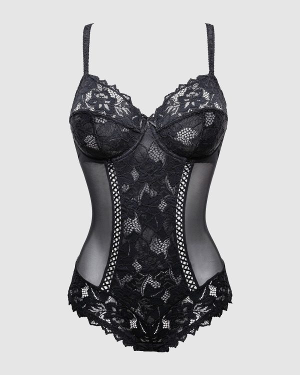 Sans Complexe Arum Underwired Lace Bodysuit sizes 12-16 in cups C-D-DD Black - Image 5