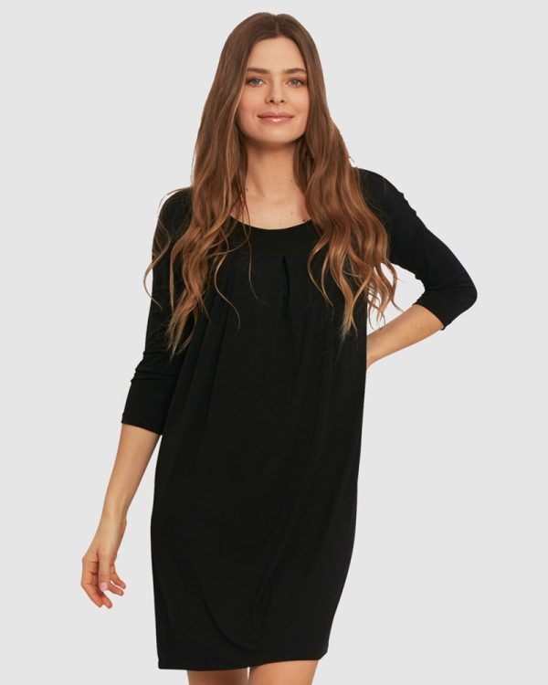 Oh!Zuza Soft Viscose Modal Lounge Dress or Nightdress - Black