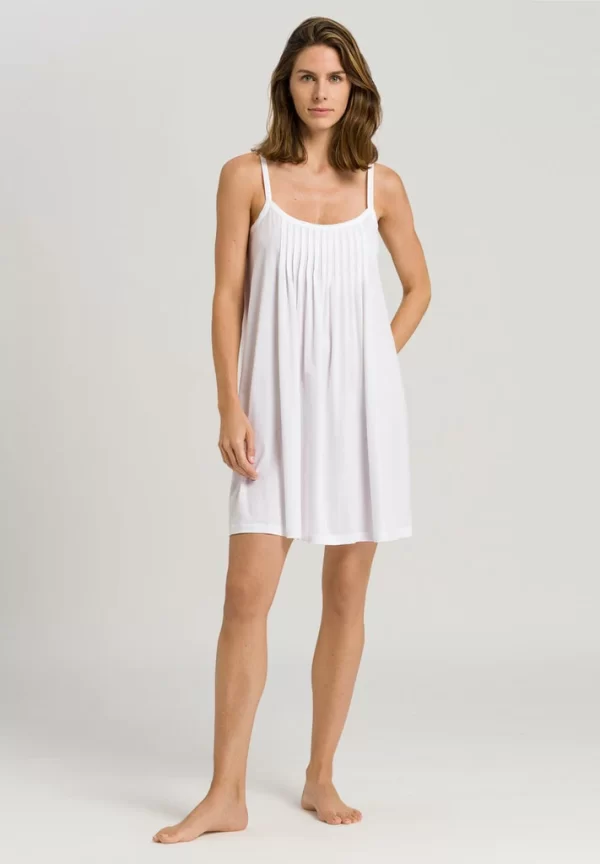 HANRO Juliet Spaghetti Nightdress 90cm in White - Image 2