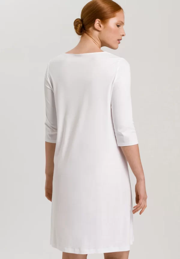 HANRO Moments 3/4 Sleeve Nightdress 100cm in White - Image 2