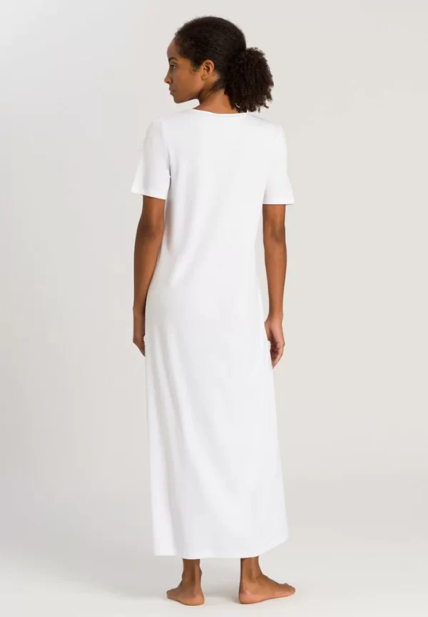 HANRO Moments Short Sleeve Nightdress 130cm in White - Image 2