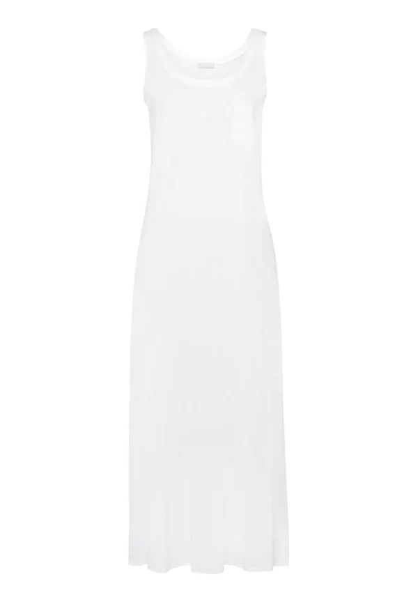 HANRO Cotton Deluxe Sleeveless Nightdress 130cm in White - Image 5