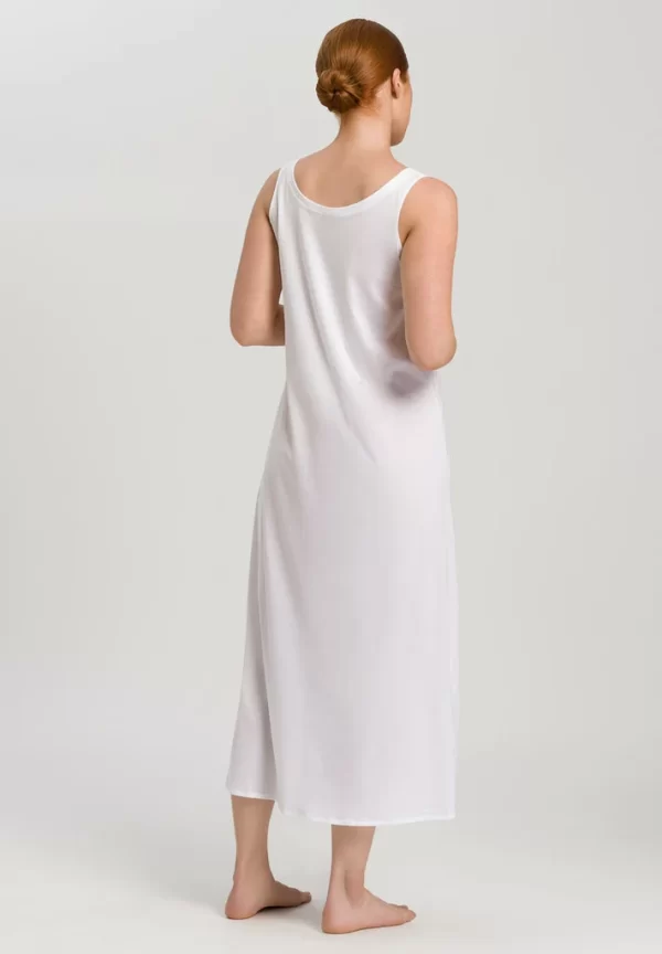 HANRO Cotton Deluxe Sleeveless Nightdress 130cm in White - Image 3