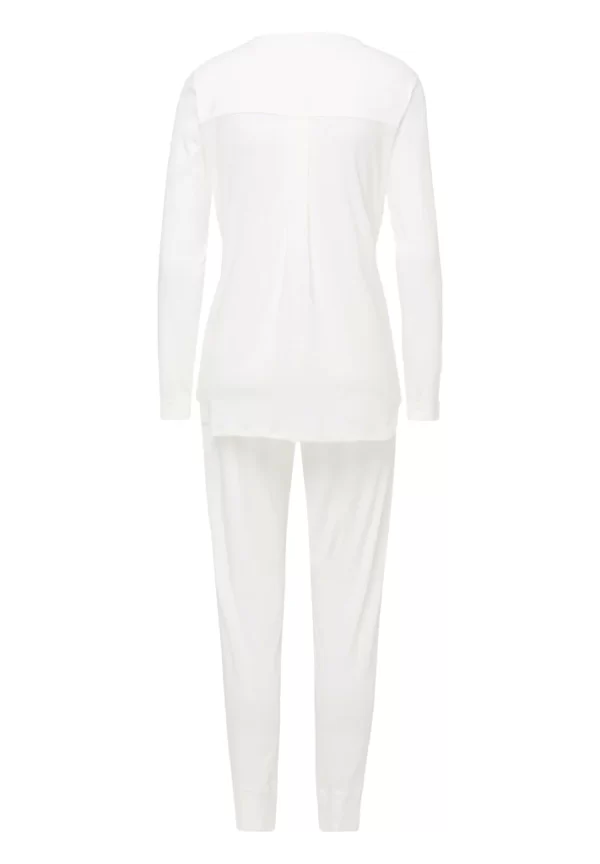 HANRO Pure Essence Long Sleeve Pyjama in Off White - Image 4