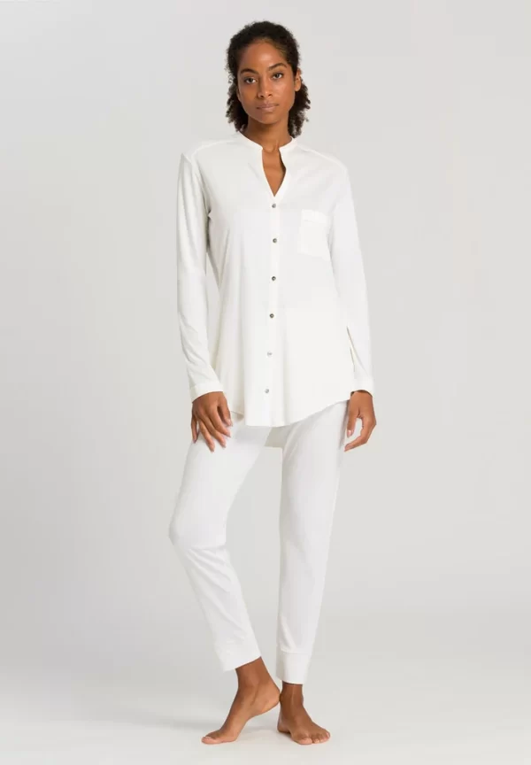 HANRO Pure Essence Long Sleeve Pyjama in Off White - Image 2