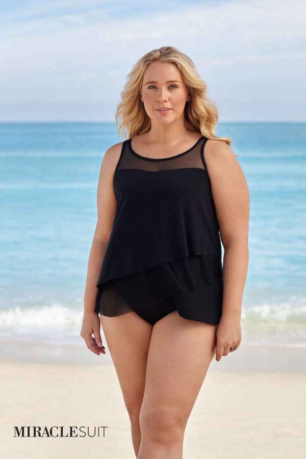 Miraclesuit Illusionists Mirage underwired Plus size Floaty Layered Tankini Top