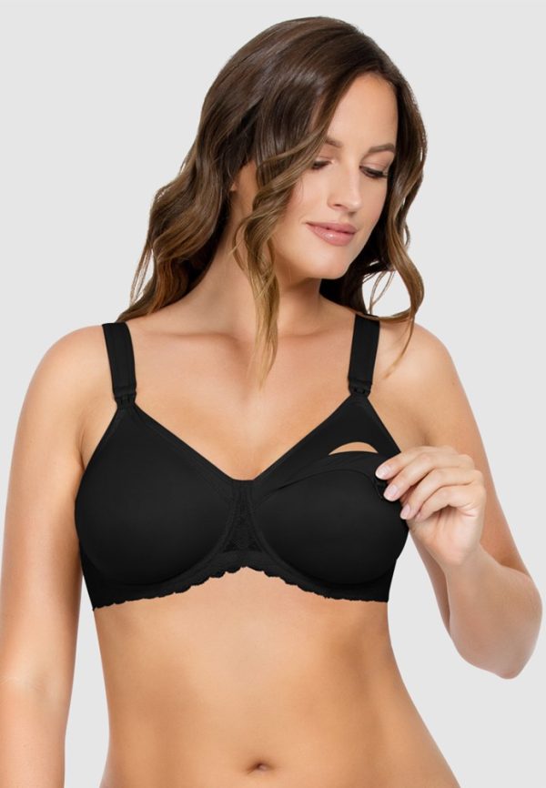 PARFAIT Leila Seamless Spacer Nursing bra with Flexiwire C-H Cups in band sizes 10-22 Black & Bare - Image 2