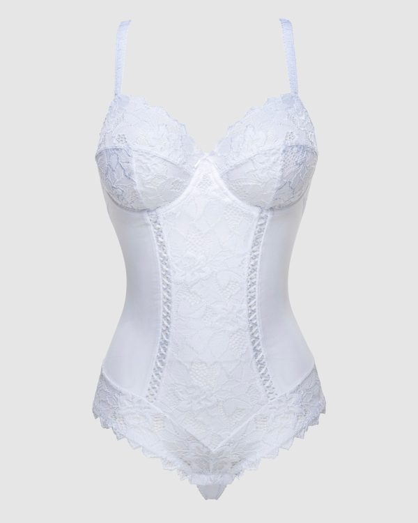 Sans Complexe Arum Underwired Lace Bodysuit sizes 12-16 in cups C-D-DD White - Image 4