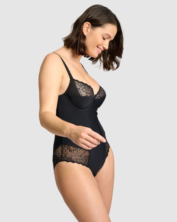 Sans Complexe Oceane Sustainable Underwire Bodysuit with Lace sizes 12-16 in cups C-D-DD Black - Image 4