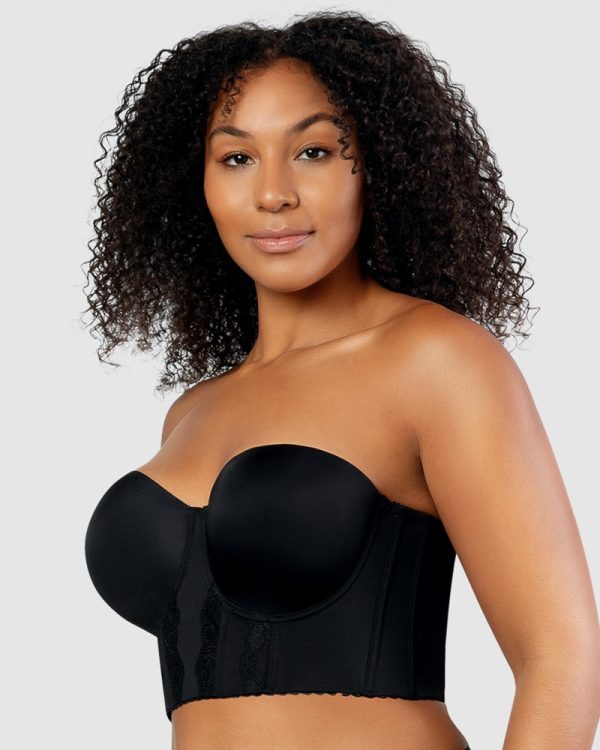 PARFAIT Elissa Padded Strapless Longline Bustier 8-20 in cups C-H in Black-Bare-White - Image 4