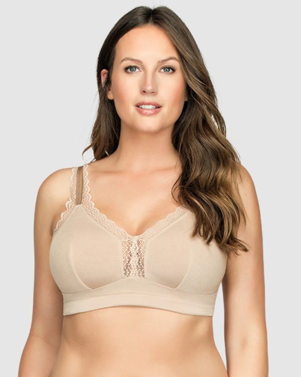 Parfait Dalis Wire free modal comfort bra in D to H Cups in band sizes 8-20 black & Bare