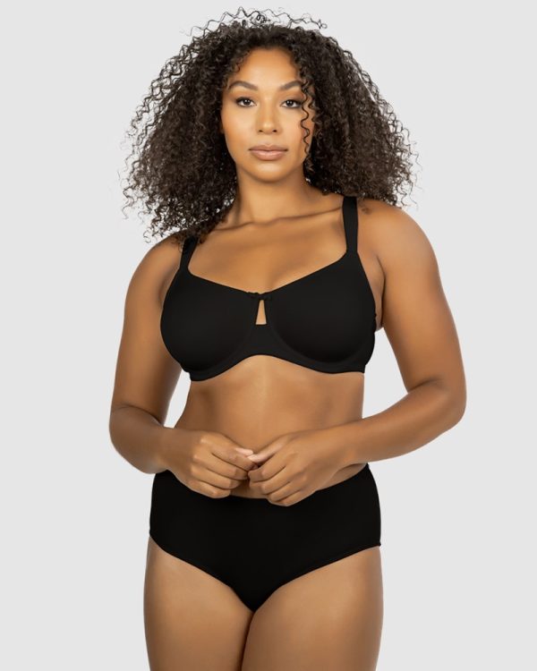 PARFAIT Erika Everyday Seamless Wired T-Shirt Bra 10-18 band C to H cup - Black - Image 2