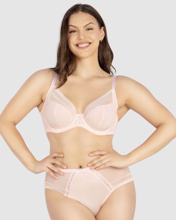 PARFAIT Shea Supportive Full Bust Plunge Bra 8-18 bands D-H cups Petal Pink - Image 3