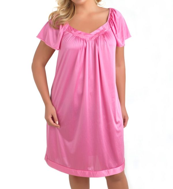 EXQUISITE FORM Short Flutter Sleeve Nylon Nightgown M-3XL - Image 3