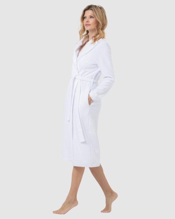 Oh! Zuza Soft Cotton blend Terry Toweling Robe 80% Cotton, 20% Polyester White - Image 2