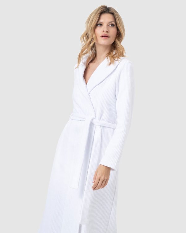 Oh! Zuza Soft Cotton blend Terry Toweling Robe 80% Cotton, 20% Polyester White