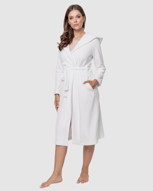 Oh! Zuza Soft Terry Cotton Robe with Hood 80% Cotton, 20% Polyester White - Image 3