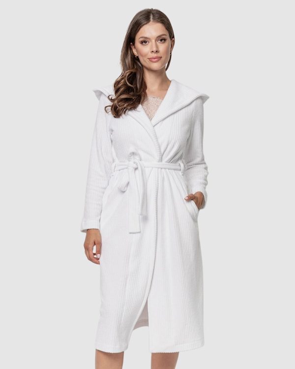 Oh! Zuza Soft Terry Cotton Robe with Hood 80% Cotton, 20% Polyester White