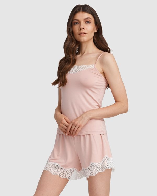 Oh!Zuza Viscose lace trim Cami & boxer PJ set Dusty Pink - Image 5