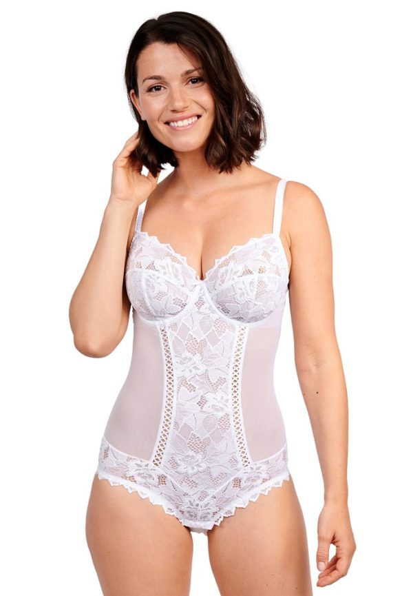 Sans Complexe Arum Underwired Lace Bodysuit sizes 12-16 in cups C-D-DD White - Image 2