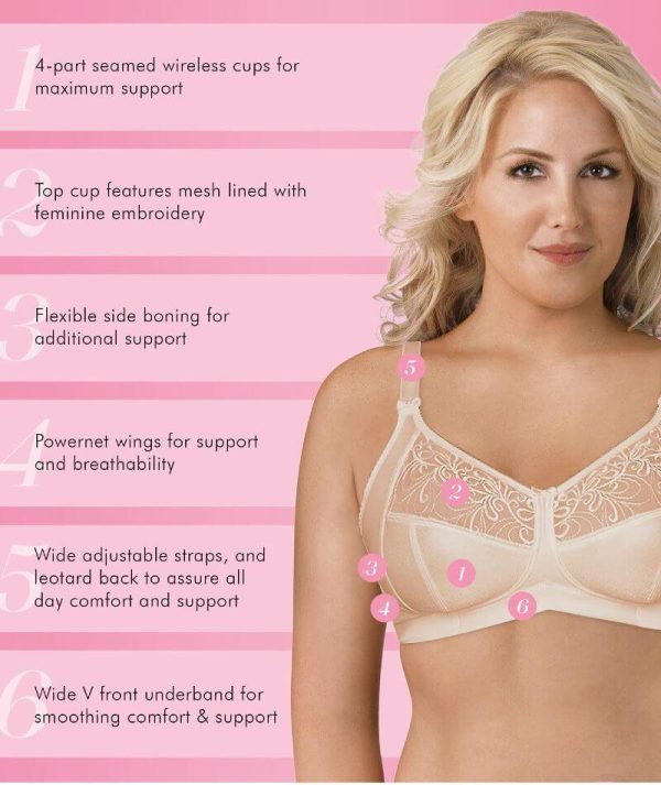 EXQUISITE FORM Fully® Soft Cup Supportive Wirefree Bra With Embroidery White 14-26 C-E cups - Image 3