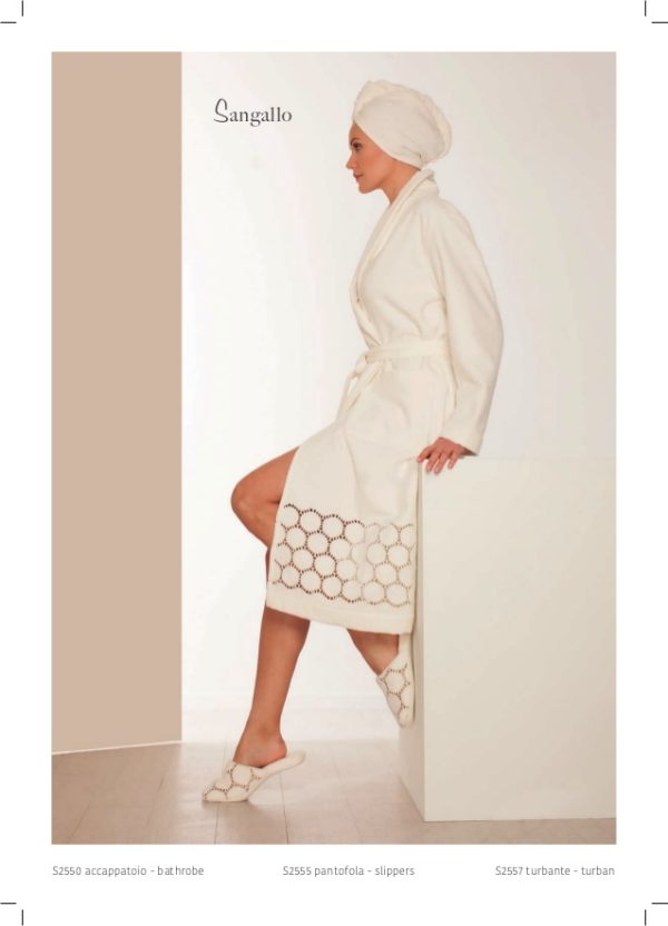 LUNA DI GIORNO Ivory toweling Robe with Embroidery cutouts (1 left) 50% OFF