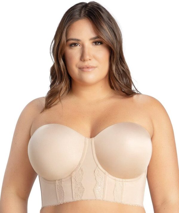 PARFAIT Elissa Padded Strapless Longline Bustier 8-20 in cups C-H in Black-Bare-White - Image 2