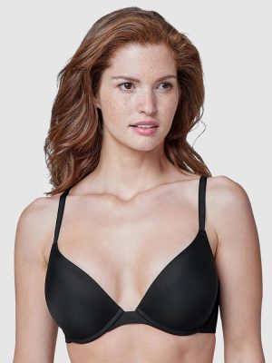 Skarlett Blue Breathless Wired Bandless Plunge Push Up T-Shirt Bra in Black A-E cup in bands 8-14
