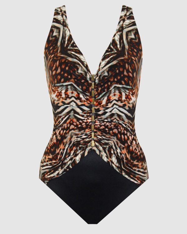 Miraclesuit Tribal Tigress Charmer V Neck Tummy Control Swimsuit - Image 4