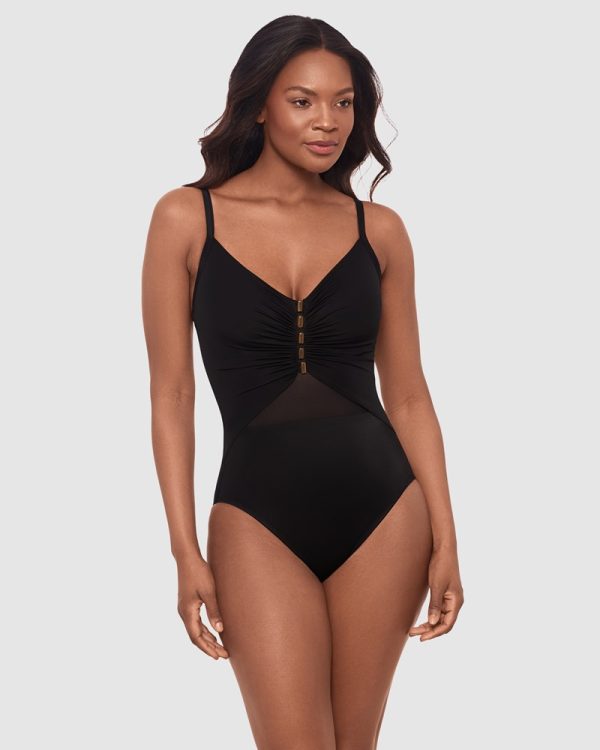 Miraclesuit Network Mariposa Underwired One-Piece Swimsuit with Mesh in black