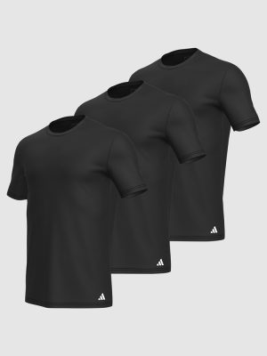 ADIDAS Mens 3 Pack Active Core Cotton Crew Neck T-Shirt Black