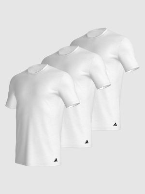 ADIDAS Mens 3 Pack Active Core Cotton Crew Neck T-Shirt White