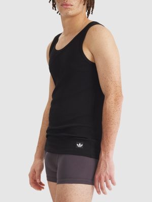 ADIDAS Mens 2 Pack Comfort Cotton Rib Tank Top